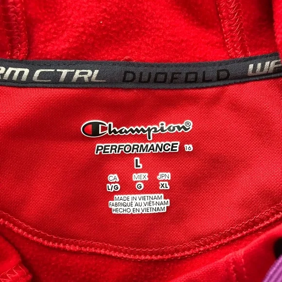 Champion Red & Purple Hooded Sweatshirt, Size L - Picture 6 of 8